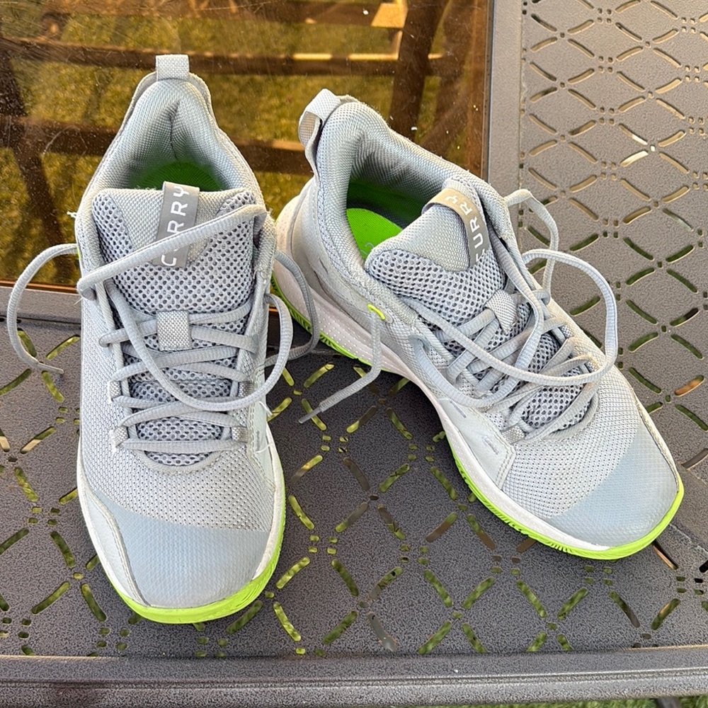 Gray and Green Athletic Sneakers